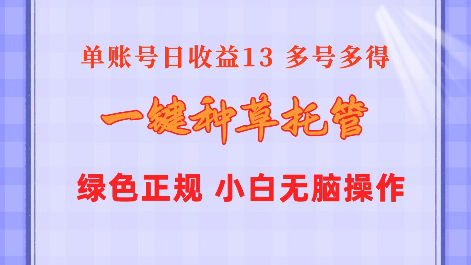 一键种草托管 单账号日收益13元  10个账号一天130  绿色稳定 可无限推广-91创业项目库