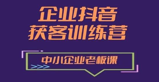 企业抖音营销获客增长训练营，中小企业老板必修课-91创业项目库