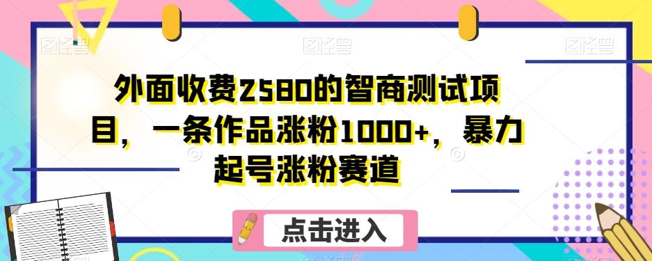 外面收费2580的智商测试项目，一条作品涨粉1000+，暴力起号涨粉赛道【揭秘】-91创业项目库