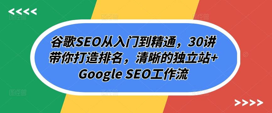 谷歌SEO从入门到精通，30讲带你打造排名，清晰的独立站+Google SEO工作流-91创业项目库