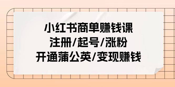 小红书商单赚钱课：注册/起号/涨粉/开通蒲公英/变现赚钱(25节课)-91创业项目库