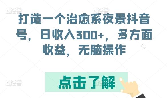 打造一个治愈系夜景抖音号，日收入300+，多方面收益，无脑操作【揭秘】-91创业项目库