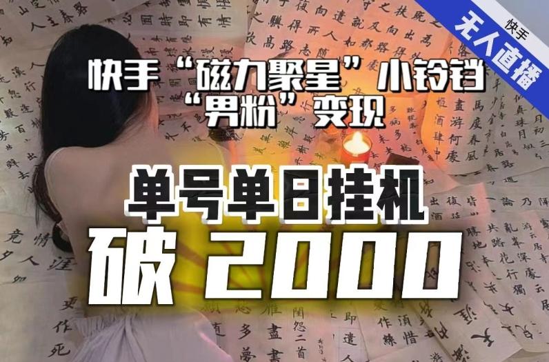 【日入破2000】快手无人直播不进人？“磁力聚星”没收益？不会卡屏、卡同城流量？最新课程会通通解决！-91创业项目库