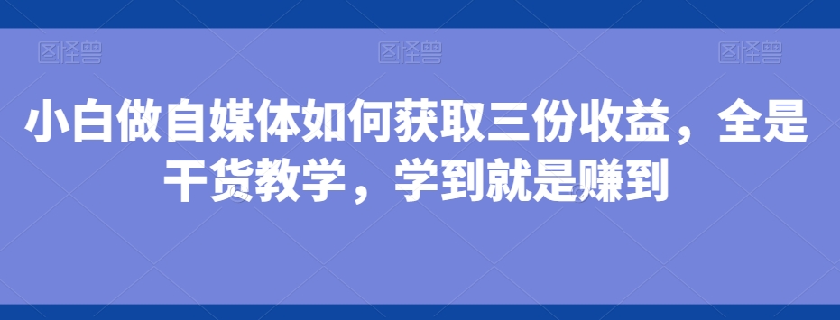 小白做自媒体如何获取三份收益，全是干货教学，学到就是赚到-91创业项目库