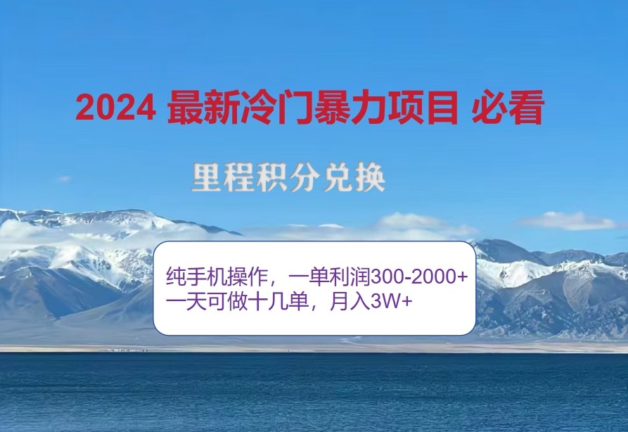 2024惊爆冷门暴利，里程积分最新玩法，高爆发期，一单300+—2000+-91创业项目库