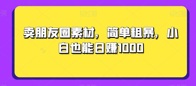 卖朋友圈素材，简单粗暴，小白也能日赚1000-91创业项目库