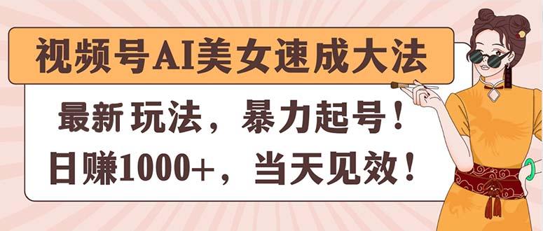 视频号AI美女速成大法，暴力起号，日赚1000+，当天见效-91创业项目库
