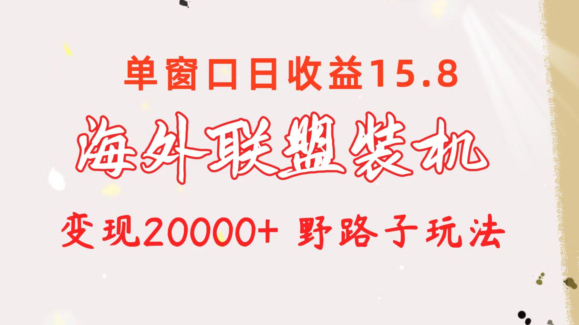 海外联盟装机 单窗口日收益15.8  变现20000+ 野路子玩法-91创业项目库