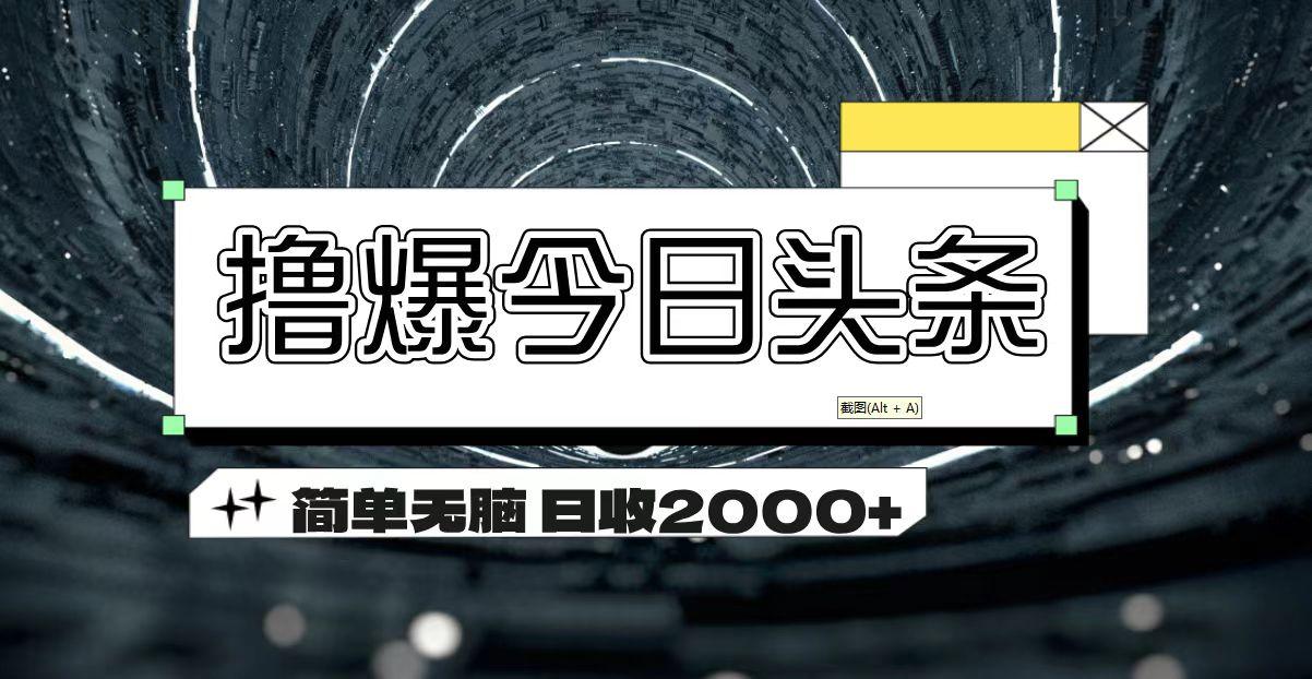 撸爆今日头条 简单无脑操作 日收2000+-91创业项目库