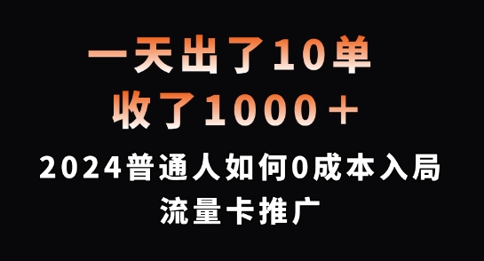 一天出了10单，收了1000+，2024普通人如何0成本入局流量卡推广【揭秘】-91创业项目库