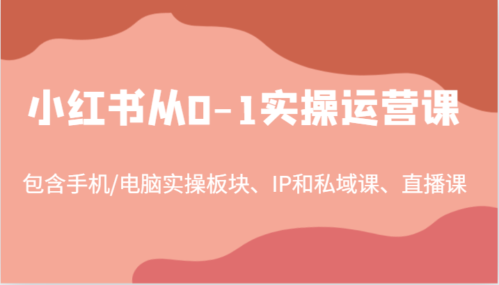 小红书从0-1实操运营课，包含手机/电脑实操板块、IP和私域课、直播课(97节)-91创业项目库