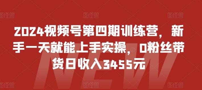 2024视频号第四期训练营，新手一天就能上手实操，0粉丝带货日收入3455元-91创业项目库