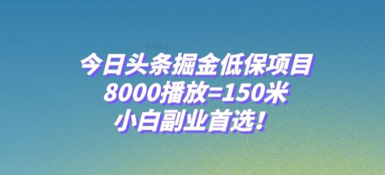 今日头条掘金低保项目，8000播放=150米，小白副业首选【揭秘】-91创业项目库