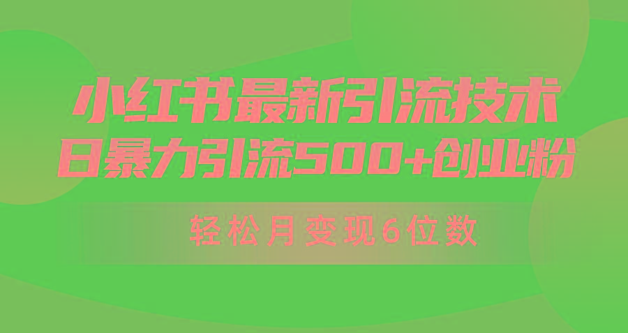 (9871期)日引500+月变现六位数24年最新小红书暴力引流兼职粉教程-91创业项目库