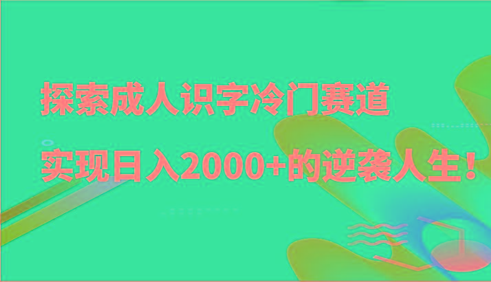探索成人识字冷门赛道,实现日入2000+的逆袭人生!-91创业项目库