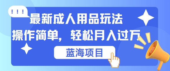 最新成人用品项目玩法，操作简单，动动手，轻松日入几张【揭秘】-91创业项目库