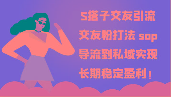 S搭子交友引流，交友粉打法 sop，导流到私域实现长期稳定盈利！-91创业项目库