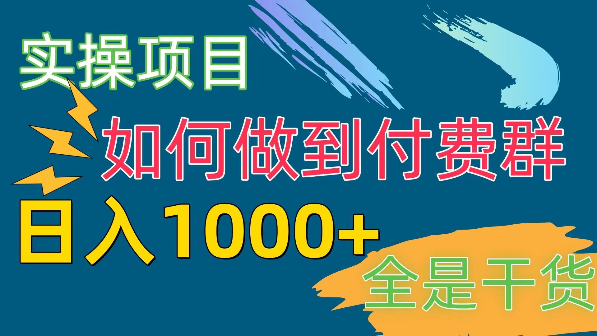 [实操项目]付费群赛道，日入1000+-91创业项目库