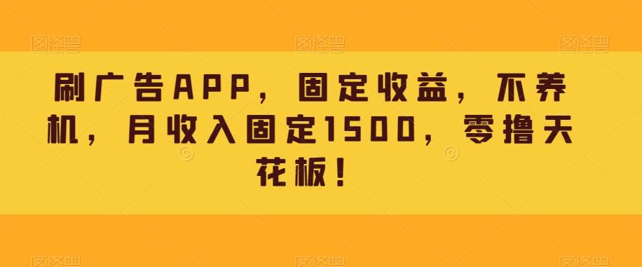 刷广告APP，固定收益，不养机，月收入固定1500，零撸天花板！-91创业项目库