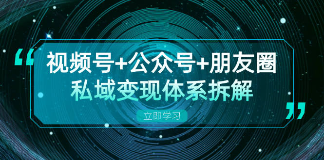 视频号+公众号+朋友圈私域变现体系拆解，全体平台流量枯竭下的应对策略-91创业项目库