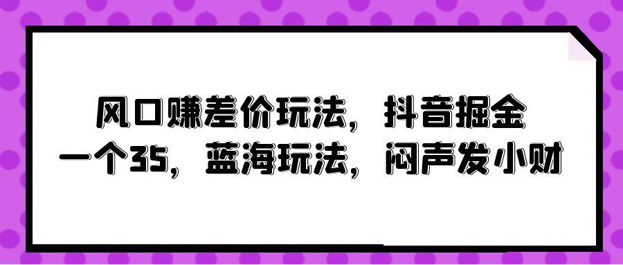(10022期)风口赚差价玩法，抖音掘金，一个35，蓝海玩法，闷声发小财-91创业项目库