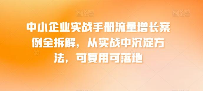 中小企业实战手册流量增长案例全拆解，从实战中沉淀方法，可复用可落地-91创业项目库