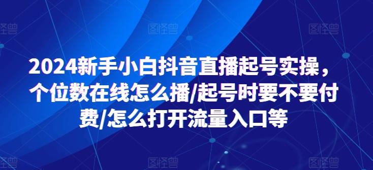 2024新手小白抖音直播起号实操，个位数在线怎么播/起号时要不要付费/怎么打开流量入口等-91创业项目库
