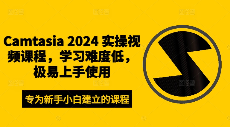 Camtasia 2024 实操视频课程，学习难度低，极易上手使用-91创业项目库