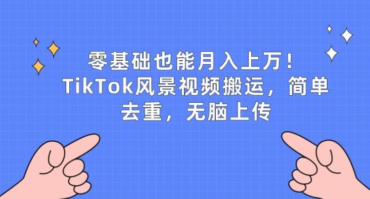 零基础也能月入上w，TikTok风景视频搬运，简单去重，无脑上传【揭秘】-91创业项目库
