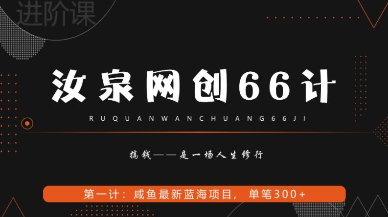 汝泉网创66计之第1计：闲鱼长期稳定项目，单笔变现300+-91创业项目库