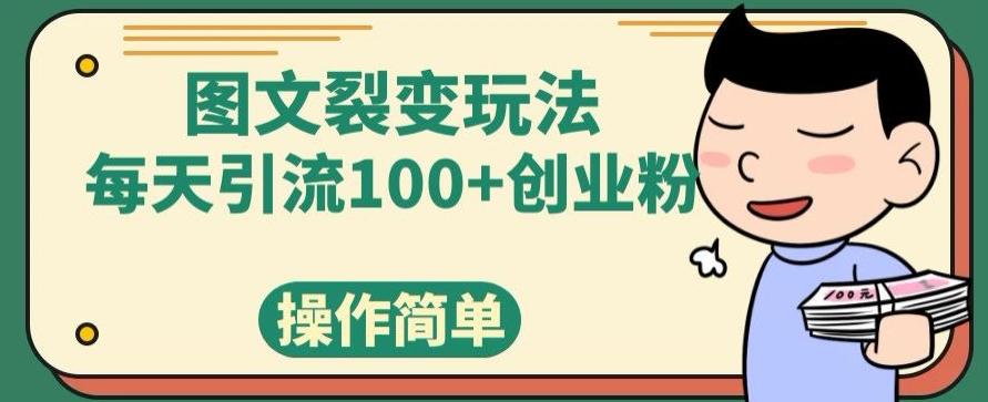 图文裂变玩法，每天引流100+创业粉，操作简单-91创业项目库