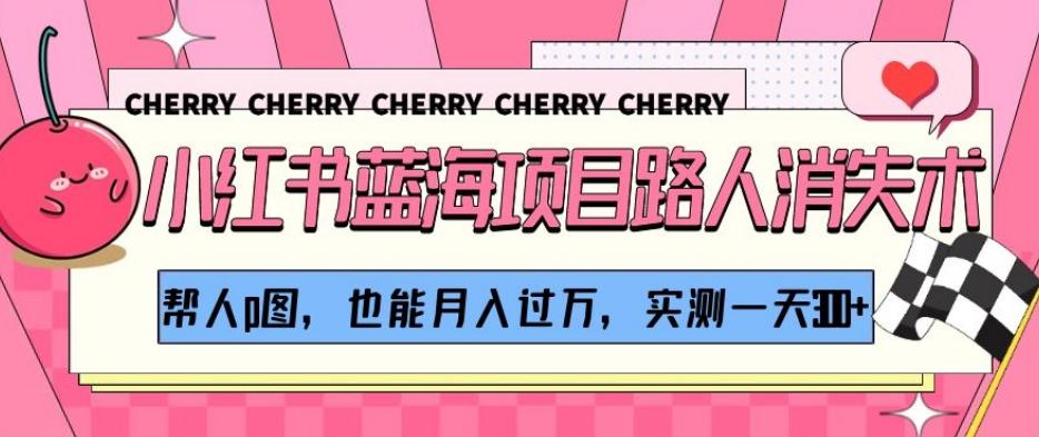 小红书蓝海项目路人消失术，帮人p图，也能月入过万，实测一天300+【揭秘】-91创业项目库