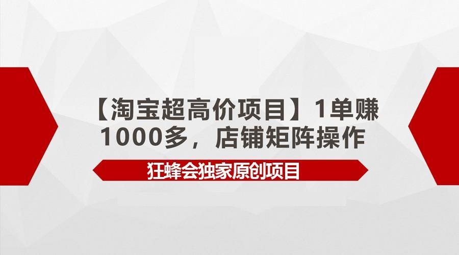 【淘宝超高价项目】1单赚1000多，店铺矩阵操作-91创业项目库