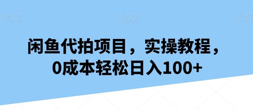 闲鱼代拍项目，实操教程，0成本轻松日入100+-91创业项目库