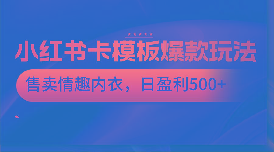 小红书卡模板爆款玩法，售卖情趣内衣，日盈利500+-91创业项目库