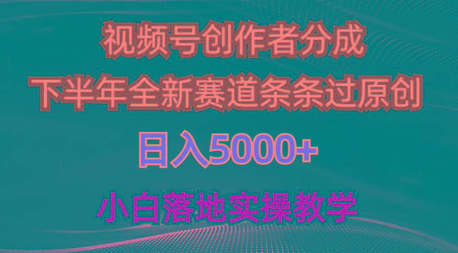 视频号创作者分成最新玩法，日入5000+  下半年全新赛道条条过原创，小…-91创业项目库