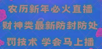 农历新年必火直播 财神类最新防封防处罚技术 学会马上播-91创业项目库
