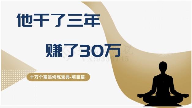 十万个富翁修炼宝典之2.他干了3年，赚了30万-91创业项目库