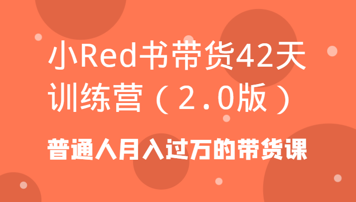小Red书带货42天训练营(2.0版)普通人月入过万的带货课-91创业项目库