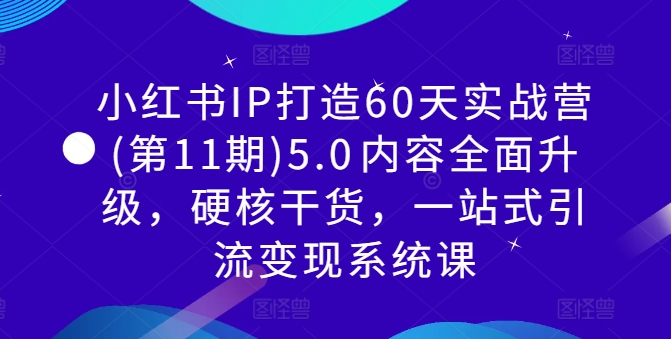 小红书IP打造60天实战营(第11期)5.0​内容全面升级，硬核干货，一站式引流变现系统课-91创业项目库