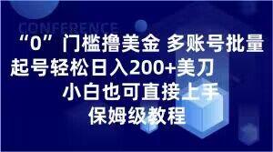 0门槛撸美金，多账号批量起号轻松日入200+美刀，小白也可直接上手，保姆级教程【揭秘】-91创业项目库