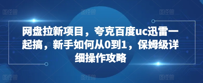网盘拉新项目，夸克百度uc迅雷一起搞，新手如何从0到1，保姆级详细操作攻略-91创业项目库