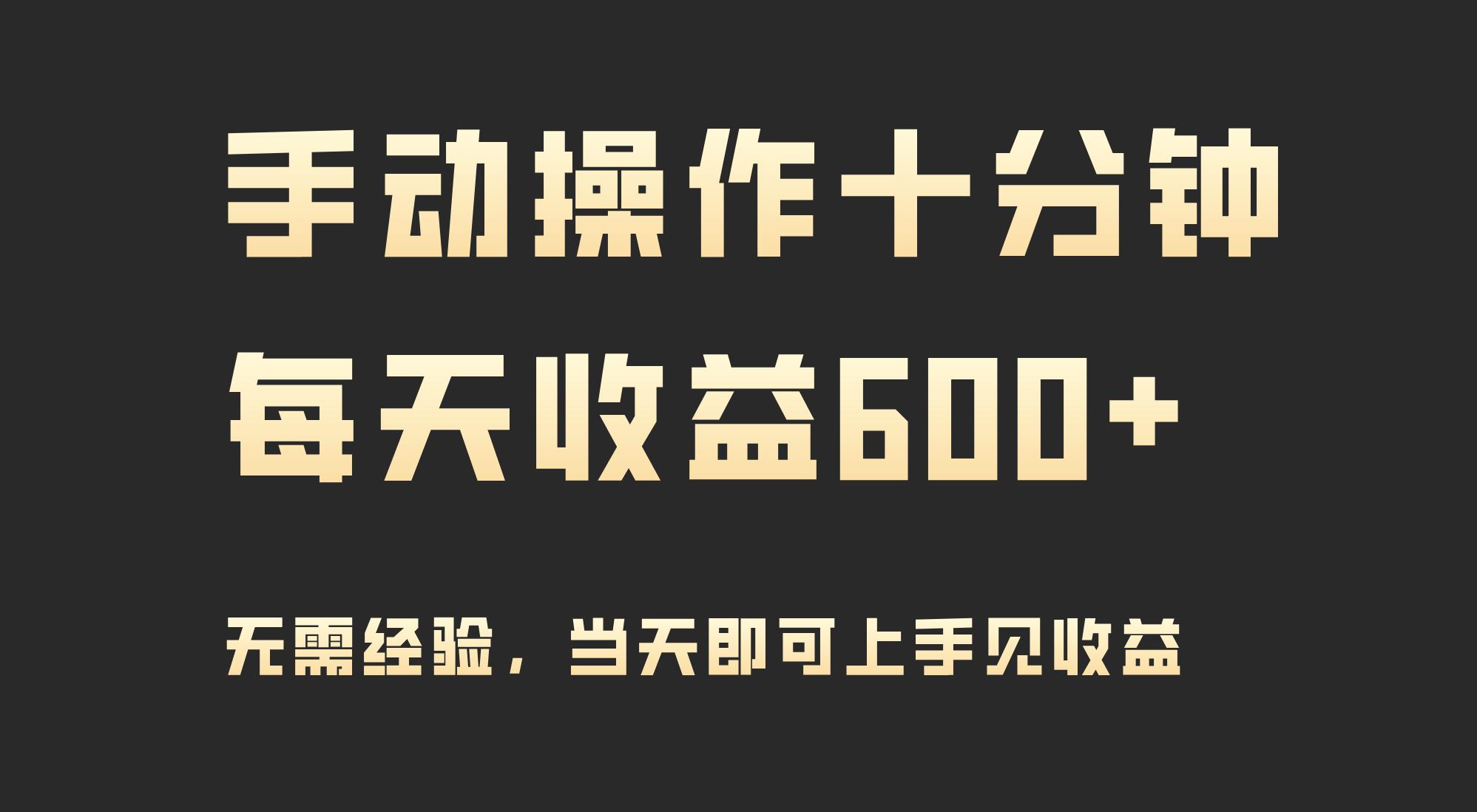 (9324期)手动操作十分钟，每天收益600+，当天实操当天见收益-91创业项目库