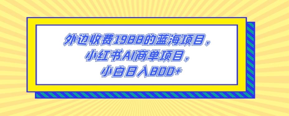 外边收费1988的蓝海项目，小红书AI商单项目，小白日入800+-91创业项目库