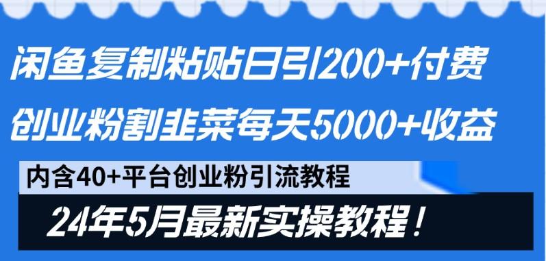 闲鱼复制粘贴日引200+付费创业粉，24年5月最新方法！割韭菜日稳定5000+收益-91创业项目库