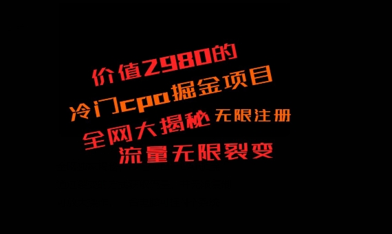 价值2980的CPA掘金项目大揭秘，号称当天收益200+，不见收益包赔双倍-91创业项目库