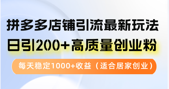 拼多多店铺引流最新玩法，日引200+高质量创业粉，每天稳定1000+收益(…-91创业项目库