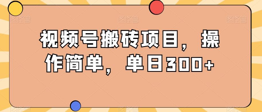 视频号搬砖项目，操作简单，单日300+-91创业项目库
