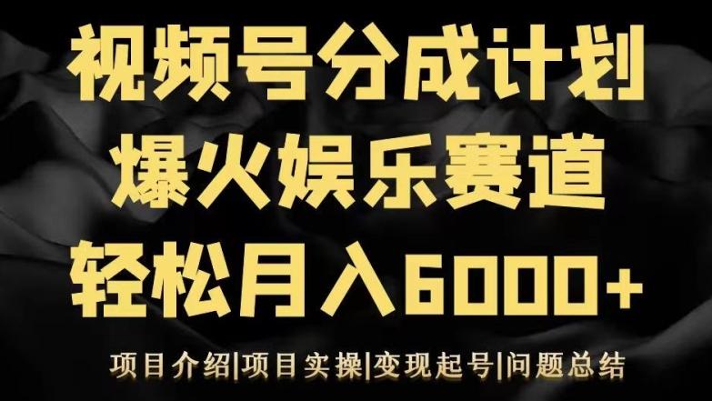 视频号创作分成计划之娱乐赛道轻松日入500+-91创业项目库