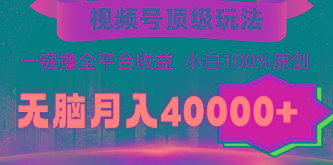 (9281期)视频号顶级玩法，无脑月入40000+，一键撸全平台收益，纯小白也能100%原创-91创业项目库